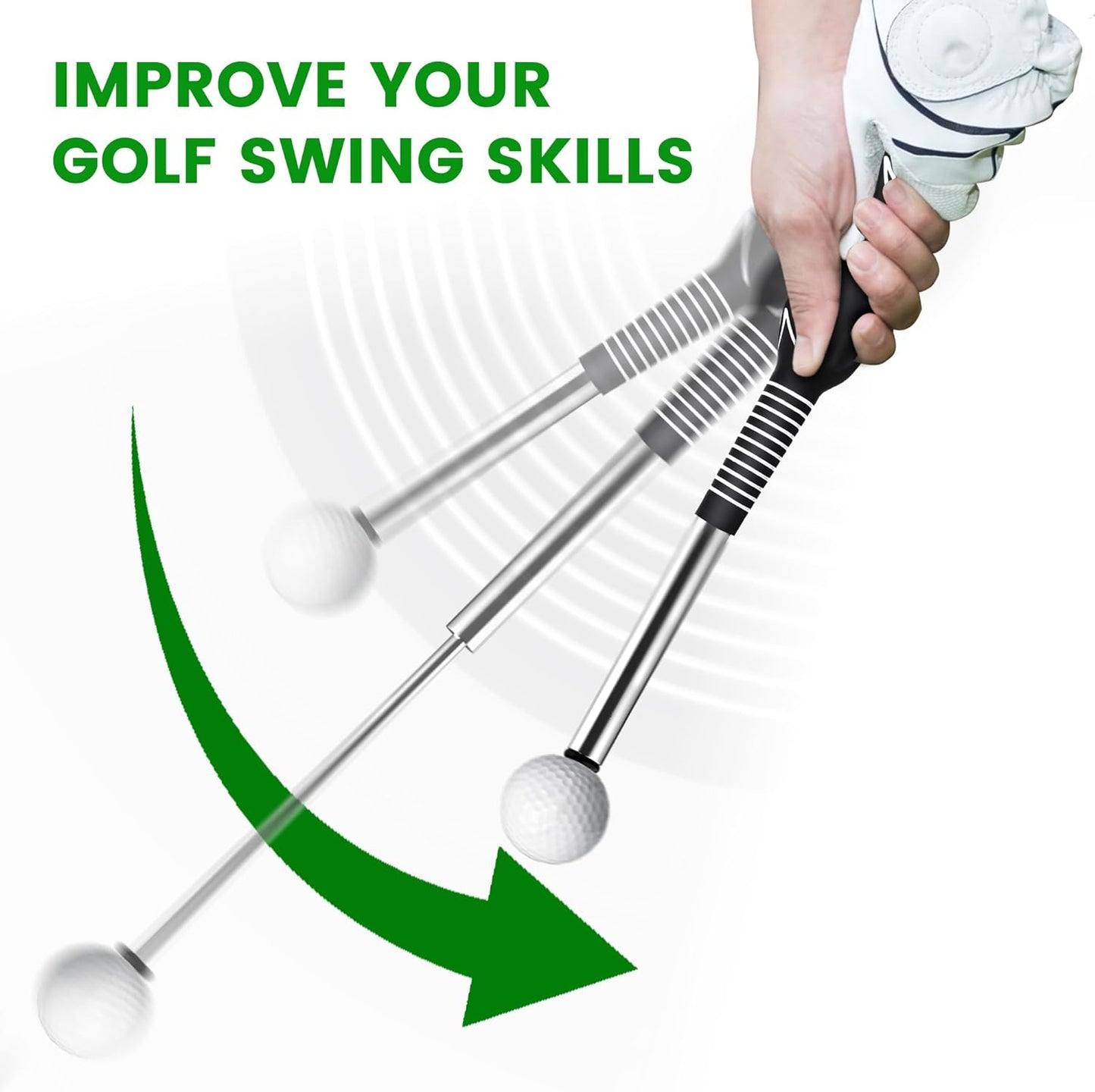 Retractable Golf Swing Training Aid, Golf Grip Trainer & Golf Swing Trainer for Warm-Up