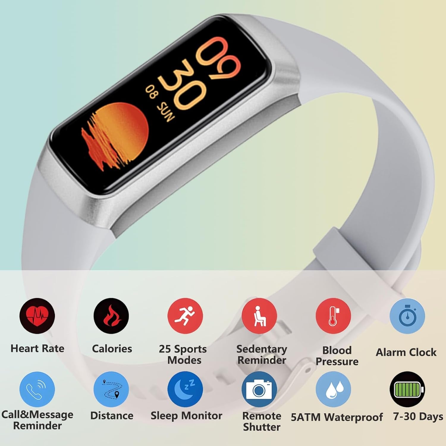 Fitness Tracker with Heart Rate Monitor, 1.1" AMOLED Screen Smart Watch, Activity Tracker, Pedometer, Sports Bracelet with Calorie Counter, Sleep Monitor, 5ATM Waterproof for Women Men (Gray)