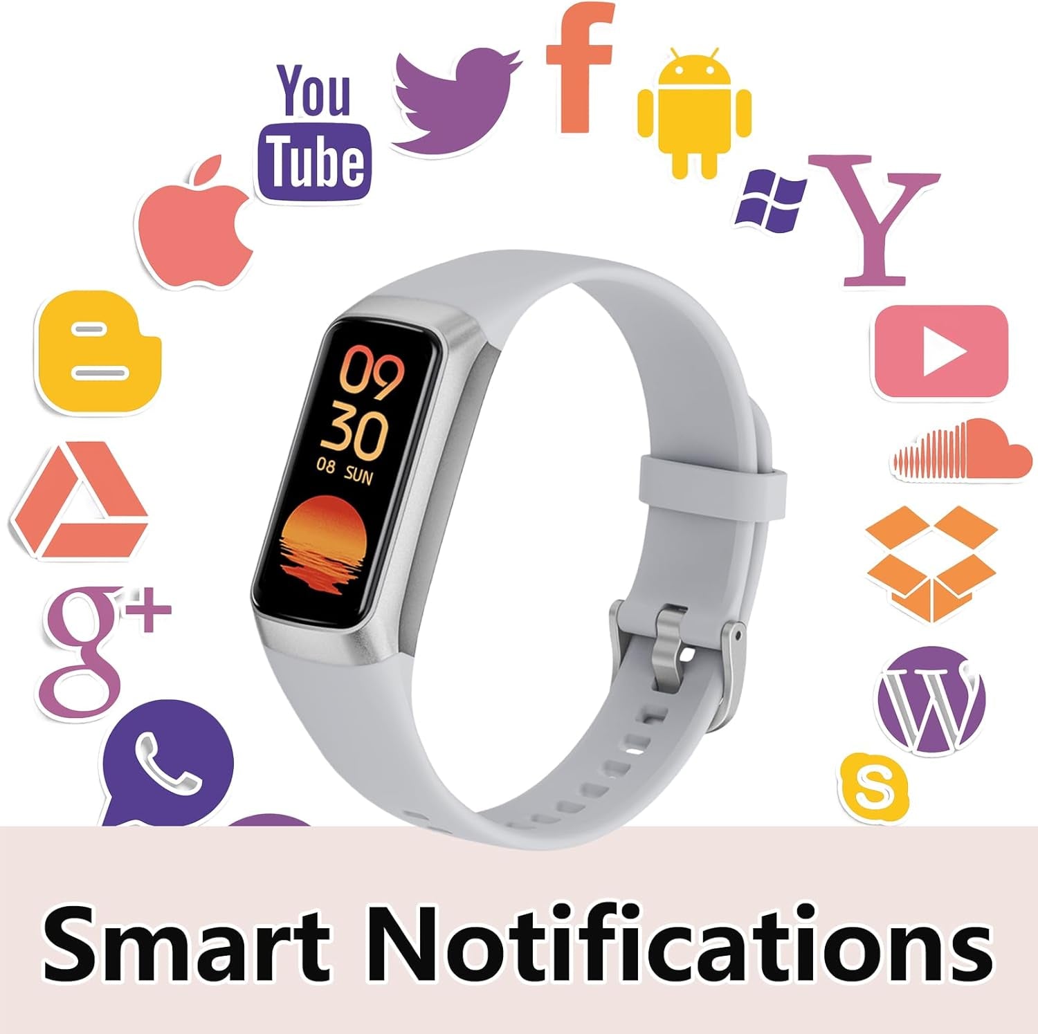 Fitness Tracker with Heart Rate Monitor, 1.1" AMOLED Screen Smart Watch, Activity Tracker, Pedometer, Sports Bracelet with Calorie Counter, Sleep Monitor, 5ATM Waterproof for Women Men (Gray)