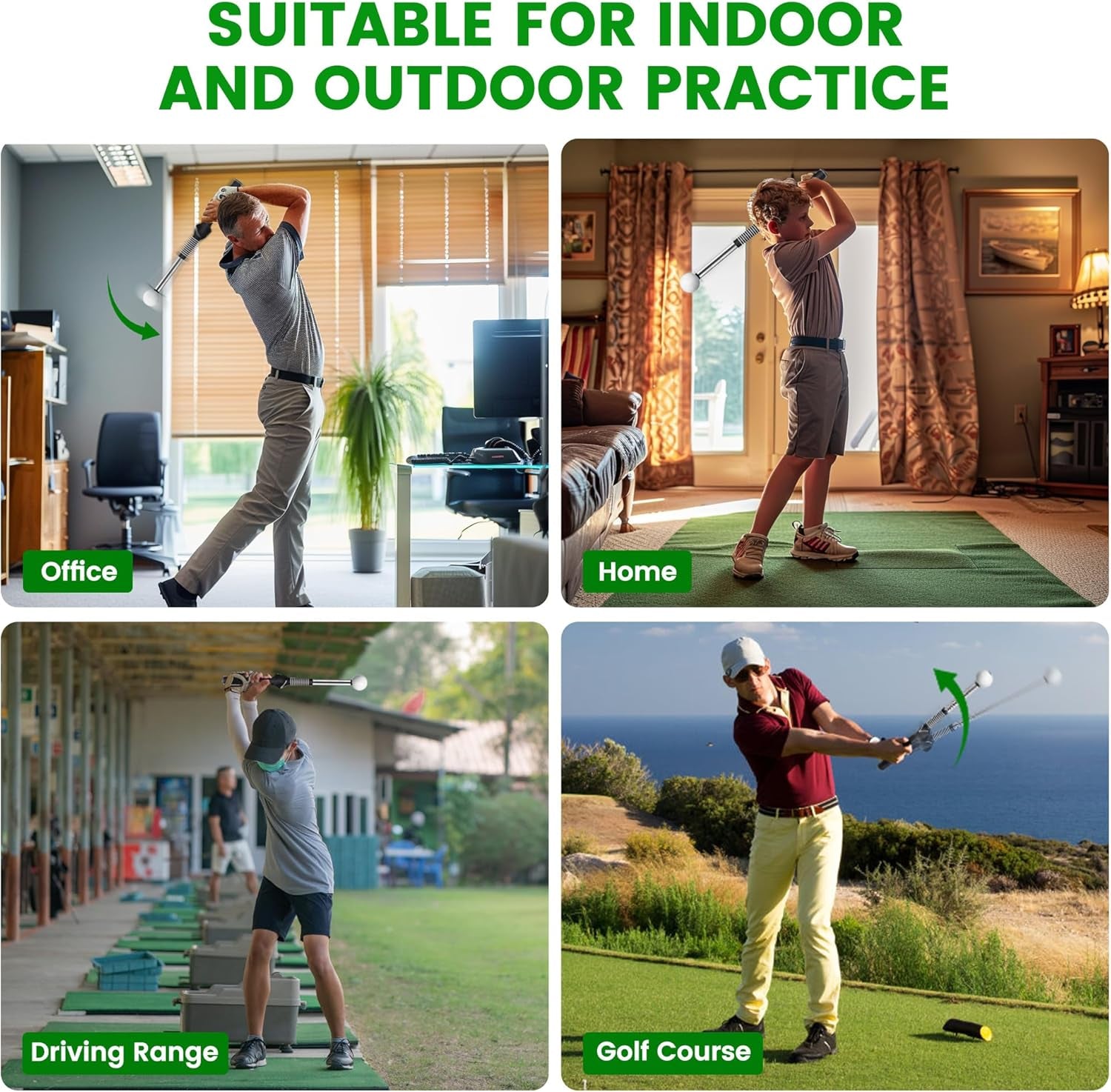 Retractable Golf Swing Training Aid, Golf Grip Trainer & Golf Swing Trainer for Warm-Up
